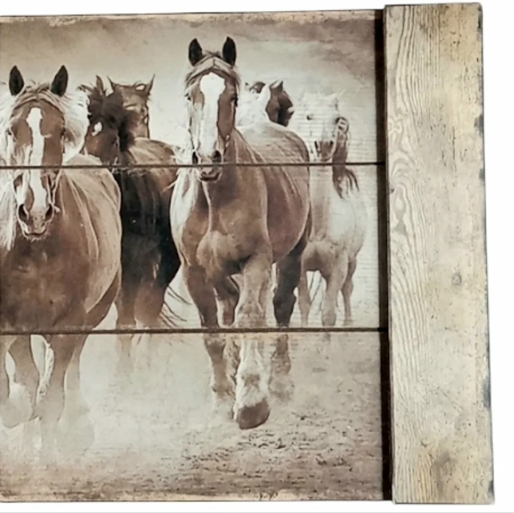 Hobby Lobby Running Horses Rustic Wood Wall Hanging